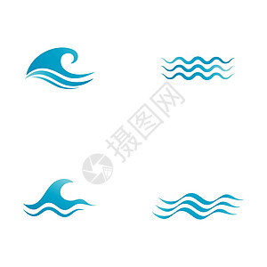 水波图标矢量设计艺术海滩蓝色波浪海洋热带插图海浪标识假期图片