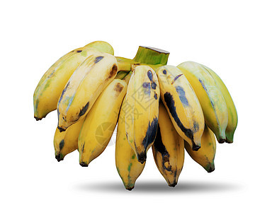白背景的香蕉热带宏观营养剪裁黄色白色水果黑色绿色食物图片