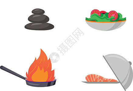 厨房制备平板彩色矢矢量物体集食物香椿食品插图蔬菜烹饪网络盘子物品工具图片