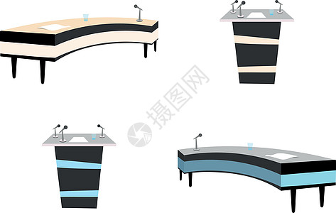 会议表格 固定的颜色矢量对象播送观众工作室麦克风剪贴电视新闻业动画片论坛网络图片