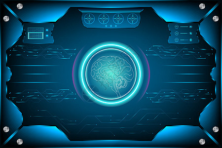 未来界面人造智能 HUD的脑部扫描图片