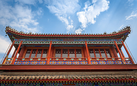蓝天下中国传统建筑 蓝色天空下文化旅行宗教房子红色历史建筑学城市地标遗产图片