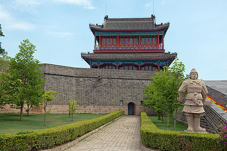 蓝天下中国传统建筑 蓝色天空下雕像警卫历史旅游遗产旅行守护小路地标寺庙图片