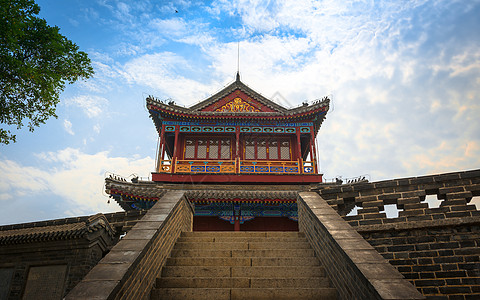 蓝天下中国传统建筑 蓝色天空下文化历史遗产木头房子宗教寺庙旅游楼梯世界图片