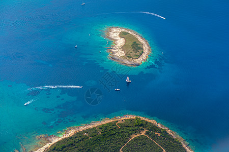 克罗地亚空中视图沙滩海景风景海岸线蓝色假期海洋旅行航空天堂图片