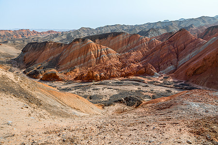 中国亚山地公园的彩虹山脉地貌首脑悬崖地形丹霞条纹岩石场景砂岩风景图片