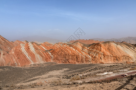 中国亚山地公园的彩虹山脉风景沙漠首脑天空顶峰地貌场景丹霞远足砂岩图片