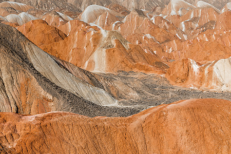 中国亚山地公园的彩虹山脉地貌顶峰砂岩丹霞风景远足悬崖旅行地形沙漠图片