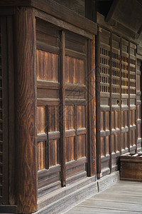 Achijinja神殿的木墙和门地区建筑学建筑木头图片