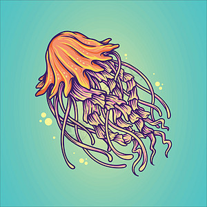 手绘素描孤立的水母 海洋动物-股票矢量插图航海图片