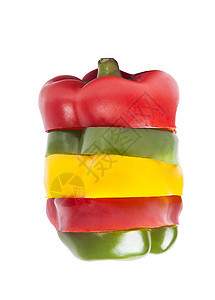 色彩多彩的铃胡椒片片青椒黄色蔬菜沙拉绿色食物影棚健康饮食红色节食图片