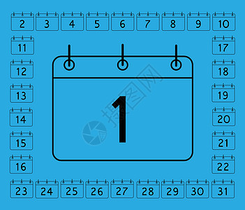 31天日历的方形大纲中的一组数字( 31天)图片