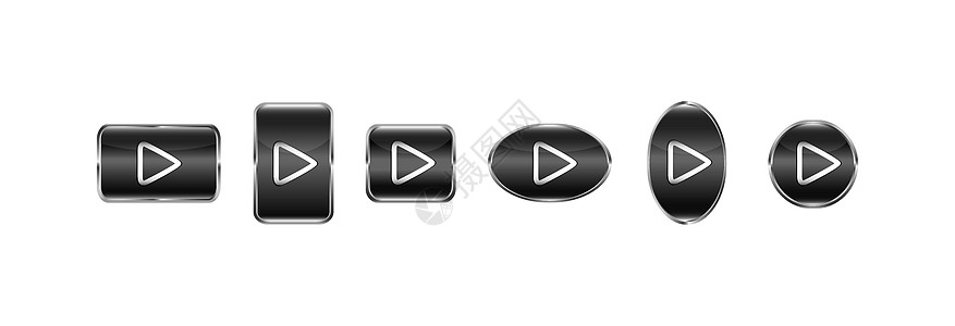 一组10个按钮 用于带有播放符号的媒体设备空白坡度转盘功能性功能电子产品背景图片