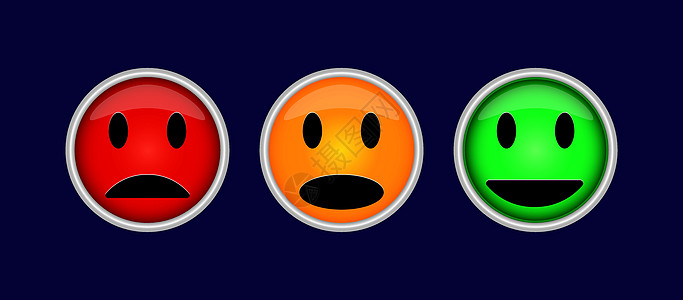 三个色彩多彩的按钮 带有情感 乐趣 悲伤和图片