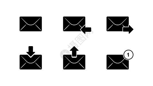 6个平端电子邮件状态图标集图片