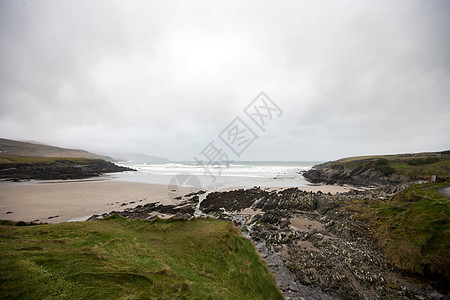 北大西洋海滩 爱尔兰克里环凯里海滨海滩海洋岩石天空波浪冲浪灰色图片