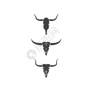 Bull Skull 矢量图标插图牧场哺乳动物颅骨牛仔农场长角牛解剖学喇叭表演荒野图片
