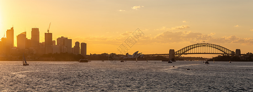 日落时悉尼港全景图片