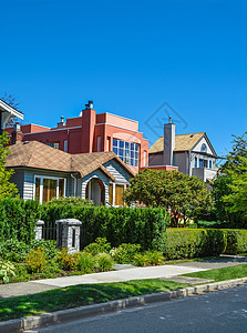 加拿大温哥华阳光明媚的一天 街道上的住宅图片