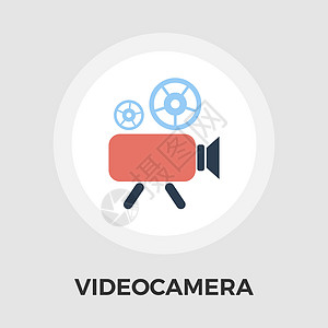 摄像机平面图标技术视频生产电影黑色记录按钮网络插图电视背景图片