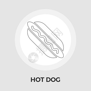 热狗矢量平板图标午餐小吃动画片插图卡通片面包按钮饮食调味品绘画图片