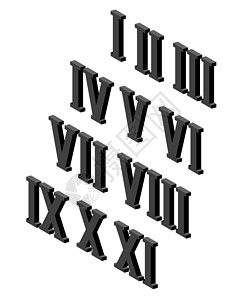 罗马数字等距图标集 数字系统起源于古罗马 图表从 1 到 12 在背景