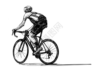 自行车比赛的手绘画图赛车铁人旅游插图男人钢铁侠短跑训练锦标赛竞赛图片