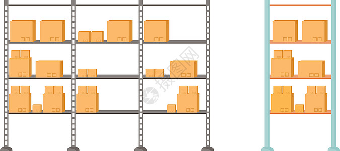储存架子平板彩色矢量对象集运输工业物品商品出口网络送货纸板邮政香椿图片