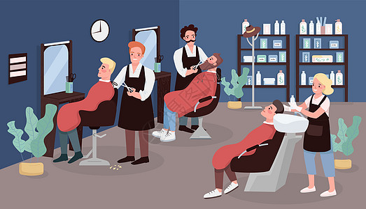 Barbershop 平板彩色矢量插图图片