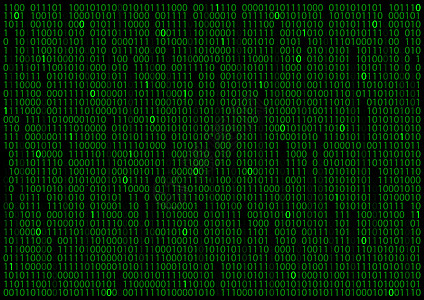 含有消失代码的黑色背景上的二进制矩阵图片