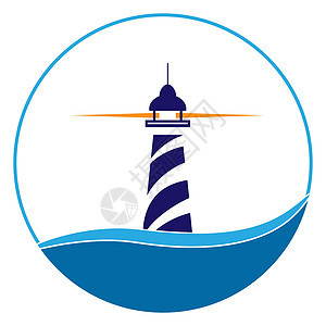 灯塔徽标 海上导航和航运背景图片