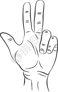 个手指图标 三个手指向上计数手势孤立的矢量图 可用于信息图表或网站和设计中的徽标或标志图片
