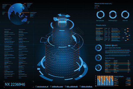 未来的主题概念背景 Data 仪表板 Graph 小组数字概念图全息数据图表电子创新科幻高科技展示加载屏幕图片