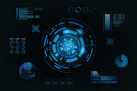 未来的主题概念背景 Data 仪表板 Graph 小组数字概念图全息科幻显示器圆圈加载图表电子力量游戏高科技图片