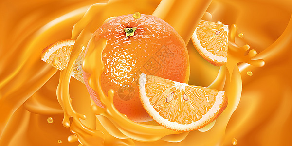 整个橙子和果汁片图片