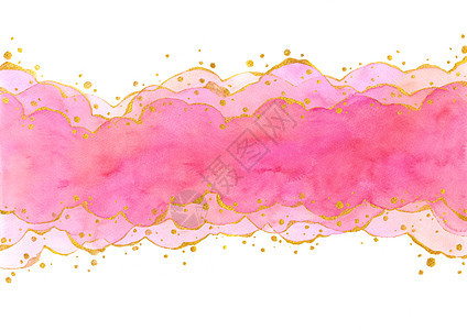 水彩手绘图 明亮的粉红大浪背景 高清晰度 卡片 封面 印刷品 网络 婚礼和情人节的设计糖果珊瑚手工印迹插图墨水女性星星液体女孩图片