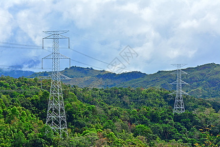 高高架电塔和电线旅行导体金属旅游工程地质场地储备图片