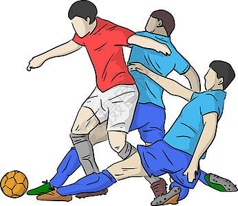 3名足球运动员在踢足球比赛中参加足球运动图片