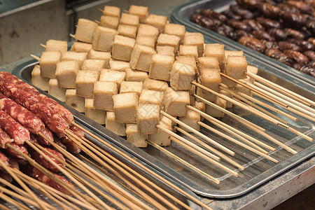 亚洲流浪食品小贩豆腐烧烤旅行市场街道图片