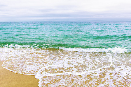 海滩的海浪海景海岸线天蓝色热带蓝色冲浪海洋旅行游客卡门图片