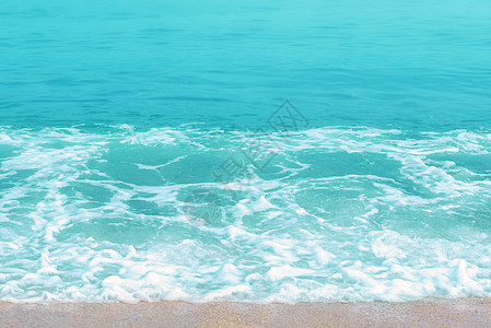 热带海平面泡沫支撑海滨冲浪波纹海岸线蓝色旅行沙滩海岸图片