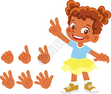 男孩手指数手势黑色手指女性女孩数字孩子图片