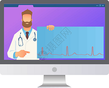 在线医学概念咨询网络插图技术视频监视器诊断小样病人男人图片