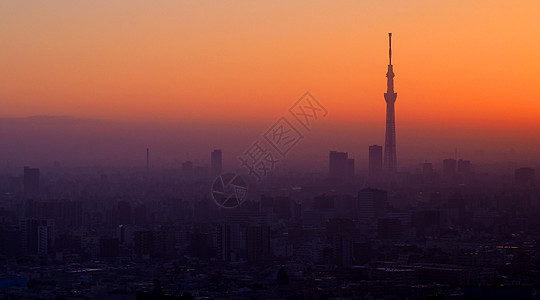 东京天树楼的休眠场景阴影观光风景景观市中心办公室地标甲板日落图片