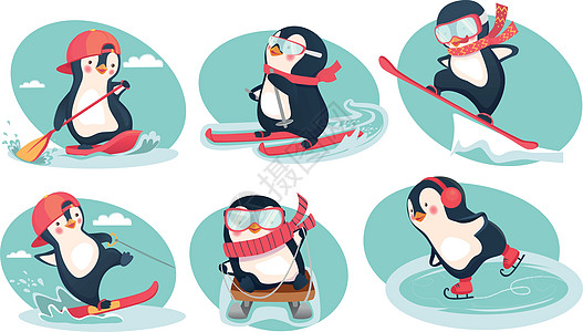 冬季和夏季的活动桨板卡通片婴儿训练企鹅滑雪滑冰运动孩子们木板图片