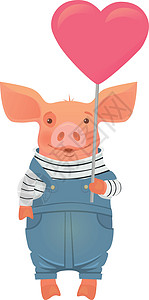 养心的可爱猪衣服粉色婴儿谷仓荒野工作服卡通片快乐公猪动物图片