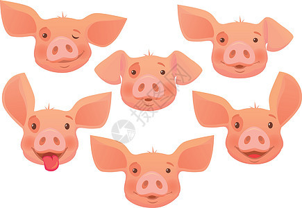 粉色猪头母猪农场小猪动物插图表情符号背景图片