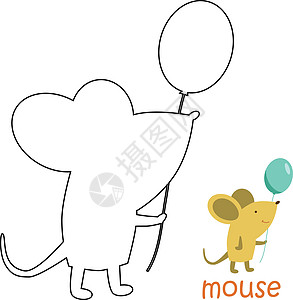 儿童着色页面  鼠标草图艺术品绘画禅绕涂鸦插图老鼠幼儿园填色动物图片