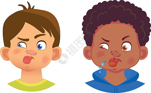 男孩字符集情感展示青少年插图卡通片舌头爆炸孩子们图片