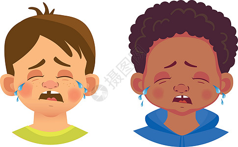男孩字符集孩子们泪珠尖叫情感悲伤化身哭泣眼泪青少年卡通片图片